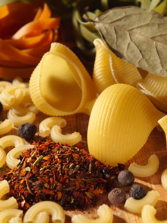 Pasta with spicesの写真素材