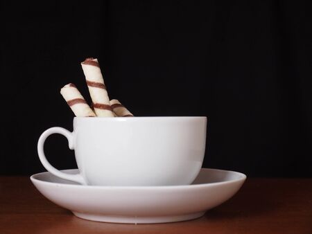 Waffle sticks in a glassの写真素材