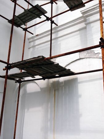 scaffolding restoration of the templeの写真素材