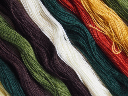 multicolored floss threads close-upの写真素材