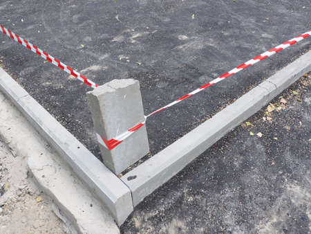 signal tape for limiting space and separating objectsの写真素材