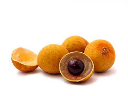 longan fruit isolated on white background. fresh longan on white backgroundの写真素材