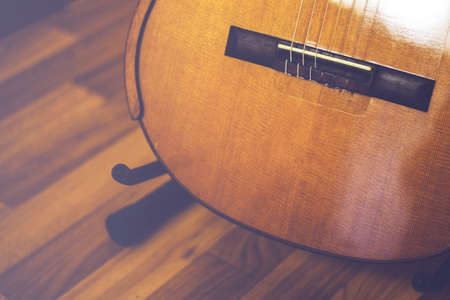 Classical guitar close-up for background