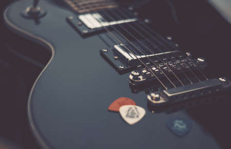 Closeup guitar strings music conceptの写真素材
