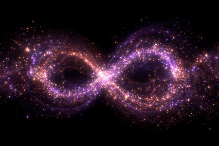Cosmic infinity symbol formed by swirling stars in the universeの素材