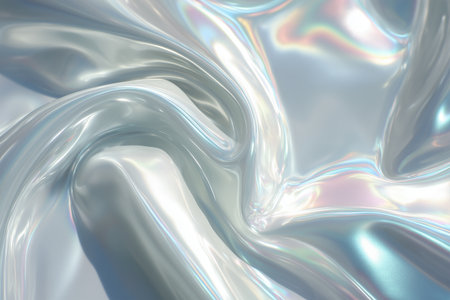 Shimmering silk fabric with iridescent colors flowing gracefullyの素材