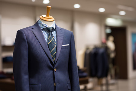 Tailored suit display in modern clothing store interiorの素材