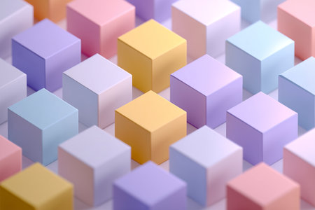 Colorful cubes arranged in a grid pattern for decorative purposeの素材