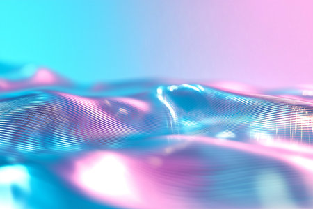 Colorful waves of light create a serene atmosphere at twilightの素材