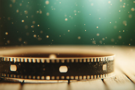 Memories captured in time on a vintage film reelの素材