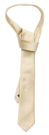 Beige silk tie on a white backgroundの写真素材