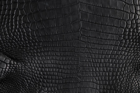 Closeup of seamless crocodile black leather texture for background