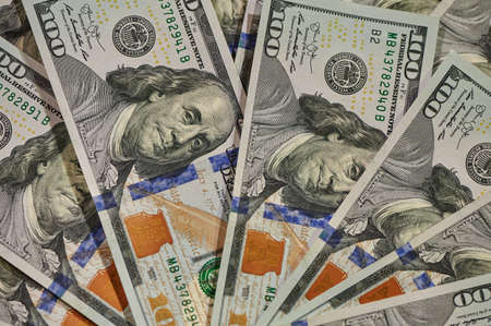 Cash of hundred dollar bills. Financial, business, investment and economical concept. Money...