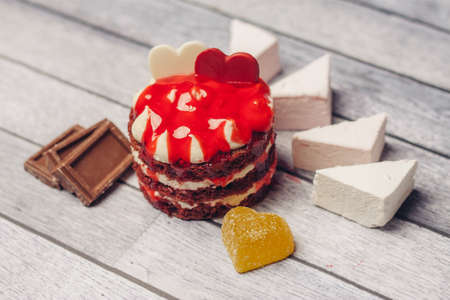 Sweets, marmalade, chocolate, cake, pastille, sweet tooth, delicious, hearts are delicious.の写真素材