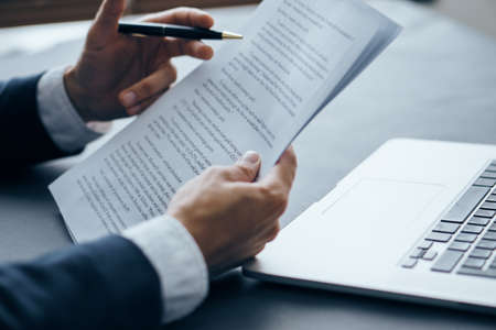 Office, work, business man, business, documents, hands, desktop, workflow.の写真素材