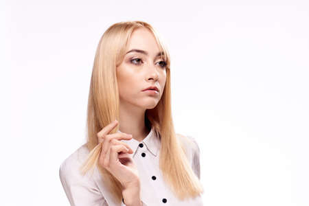 Business woman on white isolated background, blonde.の写真素材