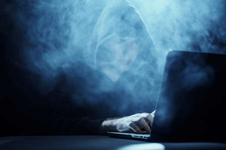 Hacker, hacking, programmer, program, programming, laptop, screen, computer.の写真素材