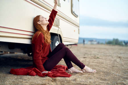 Beautiful young woman is resting on the sea, ocean, beach, sun, summer.の写真素材