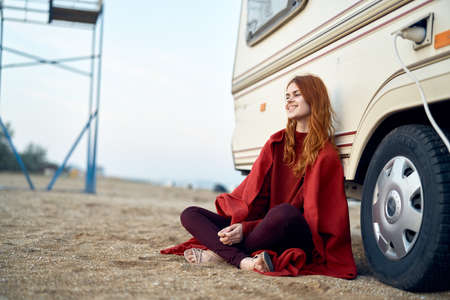 Beautiful young woman resting on the sea, beach, sun, summer, vacation.の写真素材
