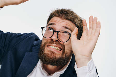 Business man with a beard on a white isolated background, portrait.の写真素材