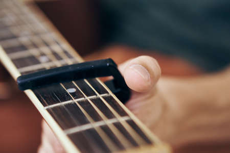 Guitar, musical instruments, music, strings, mediators, notes, capo.の写真素材