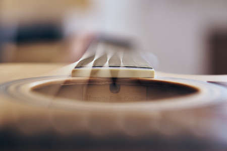 Guitar close-up, strings, chords, music, rock, musical instrument.の写真素材