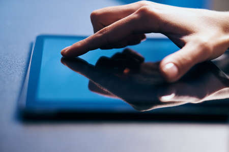 Expansion, digital tablet, business, success, close-up.の写真素材