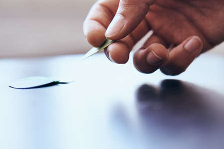 Multi-colored mediators, music, musical instruments, strings.の写真素材