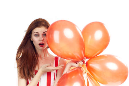 Woman and balloons, emotions.の写真素材