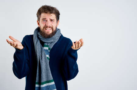 Man sick, flu, emotions.の写真素材