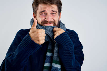 Sick man on a white background.の写真素材
