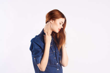 Beautiful woman on a white background.の写真素材