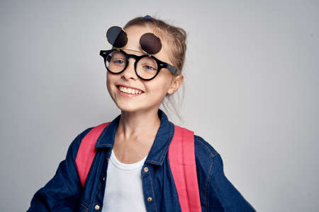 little girl, portrait, glasses.の写真素材