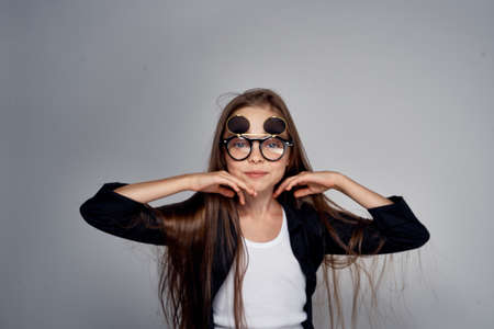 beautiful girl with glasses transformers.の写真素材