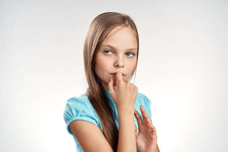 child, girl, portrait, white background.