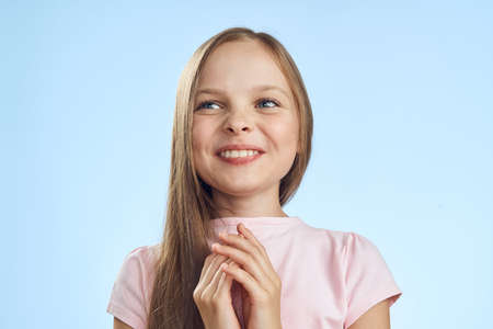 little girl, portrait, emotions.の写真素材