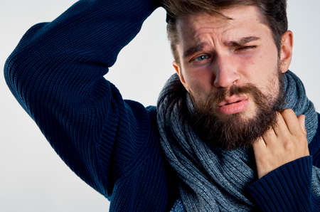 sick man, portrait, close-up.の写真素材