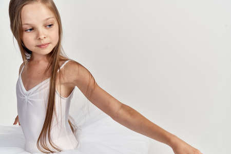 ballerina, portrait, empty space for copy, little girl.の写真素材