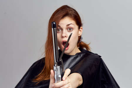 woman, surprise, hair wave, hairstyle.の写真素材