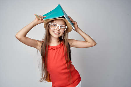 girl with glasses on the head.