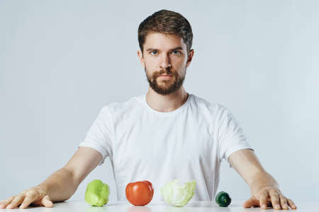 vegetables, fresh, man, table.の写真素材