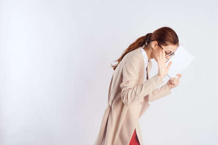 business woman runs away from responsibility.の写真素材