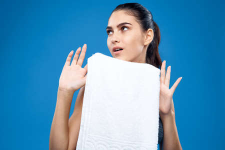 sportswoman with a towel.の写真素材