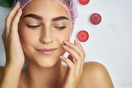 woman at spa procedure portrait.の写真素材