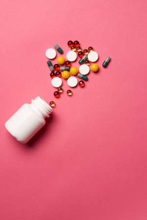 pills, jar, close-up.の写真素材