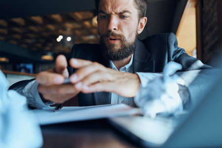 businessman at work table.の写真素材