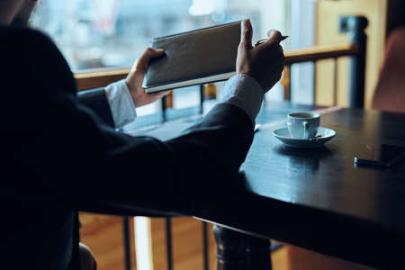 businessman holding a tablet.の写真素材