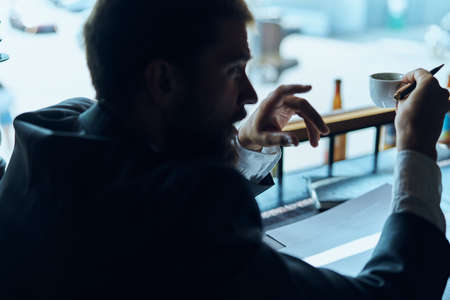 businessman in a cafe.の写真素材