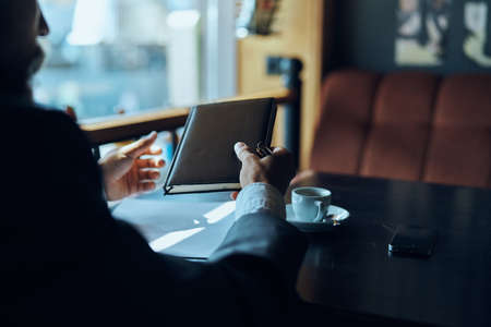 man working on his deskの写真素材
