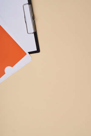 light background, two folders in the corner.の写真素材